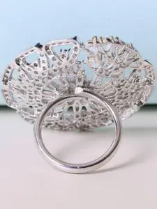 FASHION EMPIRE White Crystals Studded Adjustable Finger Ring