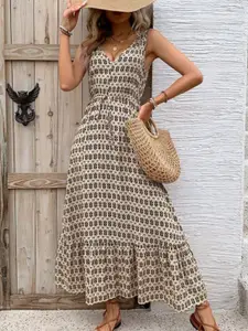 StyleCast  Women Geometric Printed Fit & Flare Maxi Dress