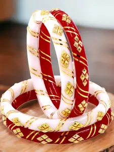 JILL FASHION Set Of 4 Gold-Plated Shakha PolaBangles