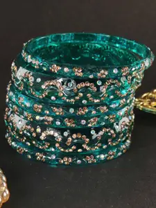 LAVAZZA Set Of 6 Crystal & Zircon-Studded Antique Bangles