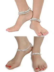 WomenSky Pack of 4 Alloy Anklet