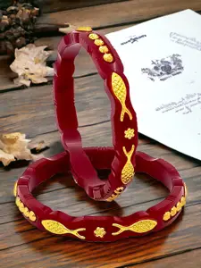 JILL FASHION Set Of 4 Gold-Plated Shakha PolaBangles