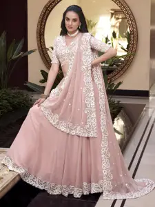 LOOKNBOOK ART Embroidered Beads and Stones Ready to Wear Lehenga & Unstitched Blouse With Dupatta