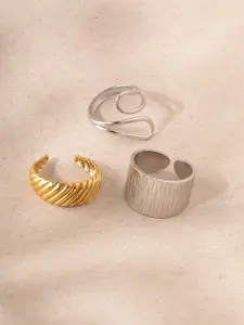 Niska Set Of 3 Gold-Plated Adjustable Finger Ring
