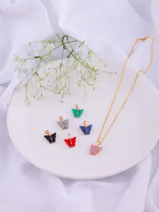 DressBerry Set Of 6 Gold-Plated Pendants With Chains