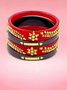JILL FASHION Set Of 4 Gold-Plated Shakha PolaBangles