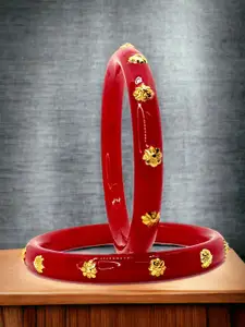 JILL FASHION Set Of 2 Gold-Plated Shakha PolaBangles