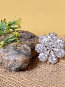 FASHION EMPIRE Vidhya Kangan Artificial Silver Stone Studded Ring