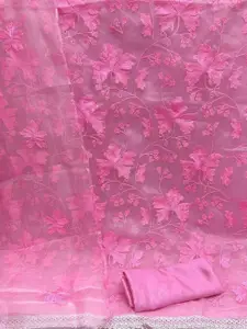 Peachmode  Pink Embroidered Unstitched Dress Material