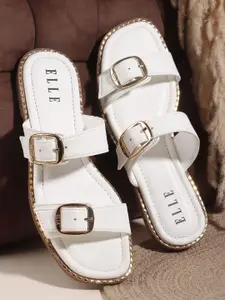 ELLE Women Open Toe Flats with Buckles