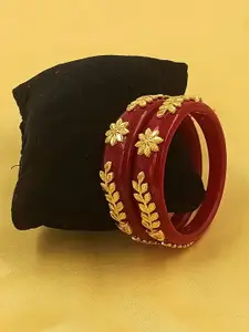 JILL FASHION Set Of 2 Gold-Plated Shakha PolaBangles