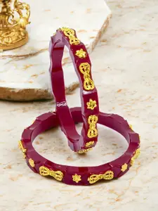 JILL FASHION Set Of 2 Gold-Plated Shakha PolaBangles