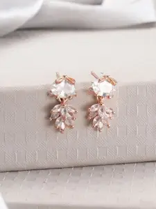 Jazz and Sizzle Rose Gold-Plated American Diamond Studded Contemporary Drop Earrings