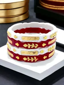 JILL FASHION Set Of 4 Gold-Plated Shakha PolaBangles