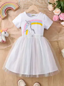 INCLUD Girls Printed Fit & Flare Dress