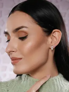 Jazz and Sizzle Silver-Plated Pearls Studded & Beaded Floral Shaped Studs