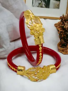 JILL FASHION Set Of 2 Gold-Plated Shakha PolaBangles