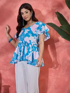 Sangria Women Floral Printed Gathered or Pleated Regular Top