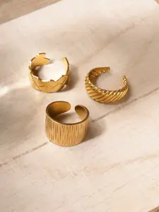 Niska Set Of 3 Gold-Plated Adjustable Finger Ring