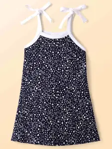 CrayonFlakes Girl's Polka Dots Printed Shoulder Straps A-Line Knee Length Dress