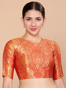 Studio Shringaar Woven Design Round Neck Saree Blouse