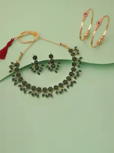 Anouk Women Gold-Plated Stone Studded Jewellery Set & 2Pc Bangles