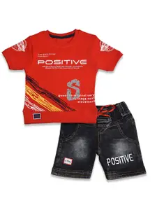 WORTON FASHION Boys Printed Pure Cotton T-Shirt With Shorts