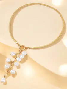 DressBerry Gold-Plated Pearls Beaded Necklace