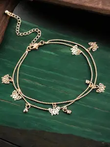 DressBerry Women Gold Tone Butterfly Beads & Charm Fashion Anklet
