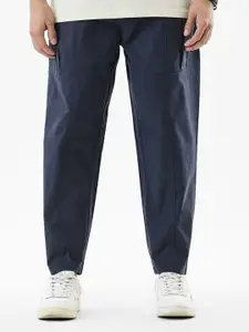 Snitch Men Navy Mid-Rise Relaxed Fit Trouser