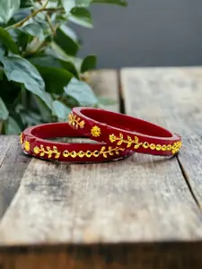 JILL FASHION Set Of 2 Gold-Plated Shakha PolaBangles