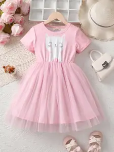 INCLUD Girls Graphic Printed Fit & Flare Dress