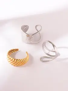 Niska Set Of 3 Gold-Plated Adjustable Finger Ring