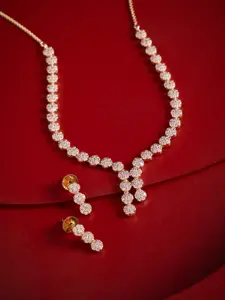 Kushal's Fashion Jewellery White Gold-Plated Party Zircon Necklace