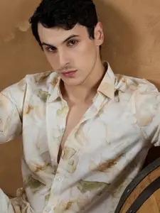 DENNISON Men White Regular Fit Floral Printed Casual Shirt
