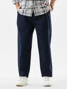 Snitch Men Blue Mid-Rise Relaxed Fit Trouser