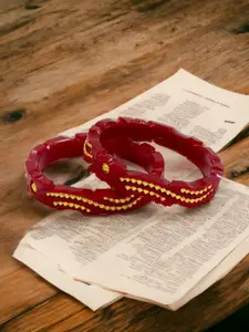 JILL FASHION Set Of 4 Gold-Plated Shakha PolaBangles