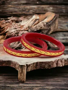 JILL FASHION Set Of 2 Gold-Plated Shakha PolaBangles