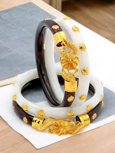 JILL FASHION Set Of 4 Gold-Plated Shakha PolaBangles