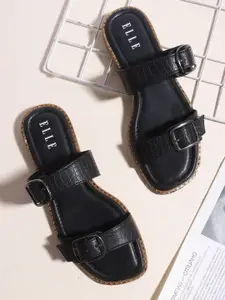 ELLE Women Textured Party One Toe Flats with Buckles