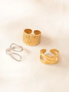 Niska Set Of 3 Gold-Plated Adjustable Finger Ring