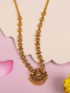Kushal's Fashion Jewellery Gold-Plated Stone Studded Lakshmi Goddess Antique Necklace