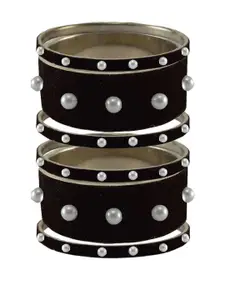 Vidhya Kangan Black Moti Stud Brass Bangle