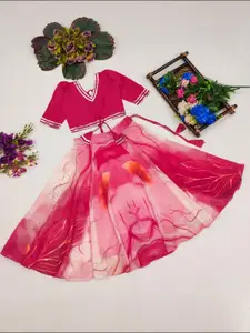 Shoryam Fashion Girls Poly Georgette Ready to Wear Lehenga Choli