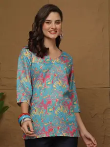 Anouk Rustic Printed V-Neck Kurti