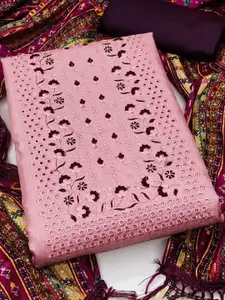 Peachmode  Pink Embroidered Unstitched Dress Material