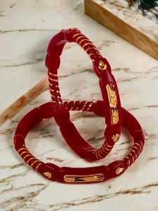 JILL FASHION Set Of 2 Gold-Plated Shakha PolaBangles