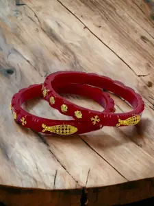 JILL FASHION Set Of 4 Gold-Plated Shakha PolaBangles