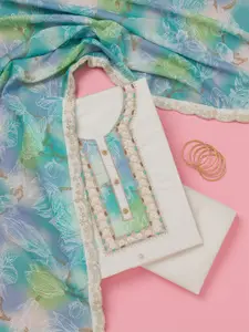 Koskii Zari Work Dola Silk Unstitched Salwar Suit Dress Material