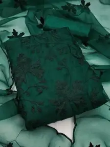 Peachmode  Green Embroidered Unstitched Dress Material